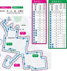 An example of the route map and schedule for the electric carts.