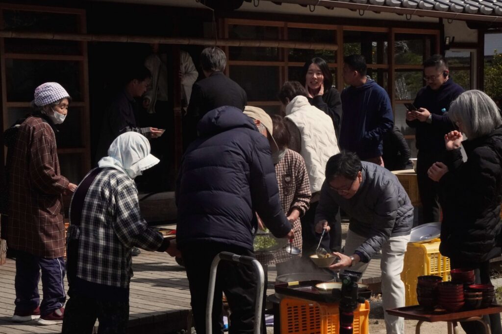 Serving food at community lunch